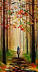 Leonid Afremov AUTUMN STROLL ON A HORSE painting